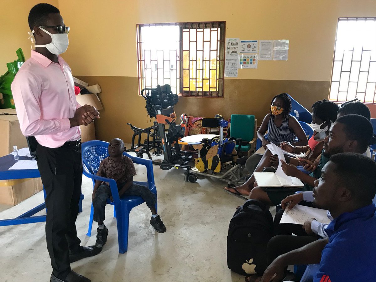 These photos are from Ghana where Physionet has delivered equipment. This is the first day of equipment training using newly developed online resources, devised by PhysioNet therapists, to provide the skills the local therapists will need to use the equipment effectively.