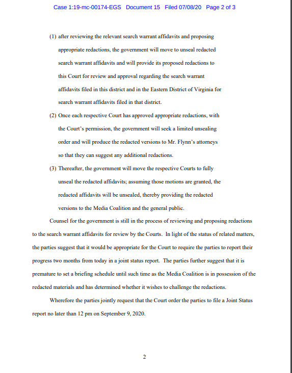 UPDATE: Status filing yesterday: