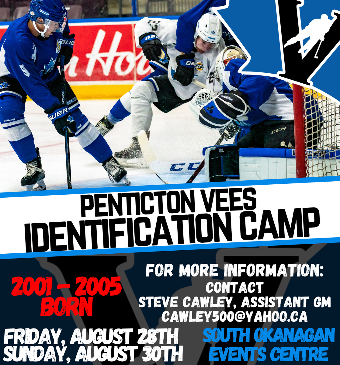 NEWS: The Vees will be holding three camps in late August in preparation of the 2020/21 season!

DETAILS 📝 | bit.ly/322LaR2

#BCHL