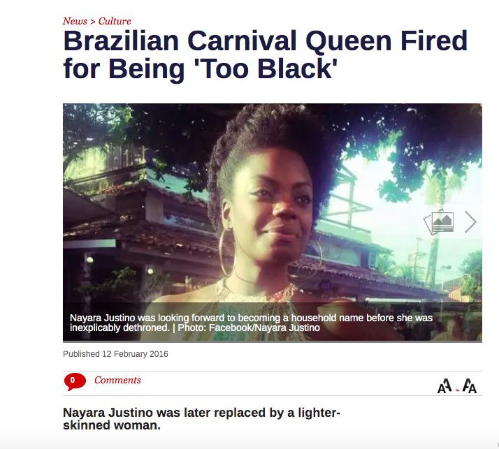 2013 Brazil. But yes "Latin America -mestizaje, mixed, we aint got racism, that's the U.S. we don't do exactly the  same things like control the government, media, and all positions of power and erase and intentionally violate our Black & indigenous populations. No sir-ee"