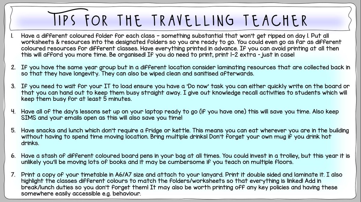 Been thinking about how to make the best of not having a set classroom. I've taught in multiple classrooms in all but 1 year, and whilst it can be frustrating, being organised is key! Here are some tips! #GeographyTeacher #TeamGeog #SecondaryTeachers @beautifullyfra1 #Resilience