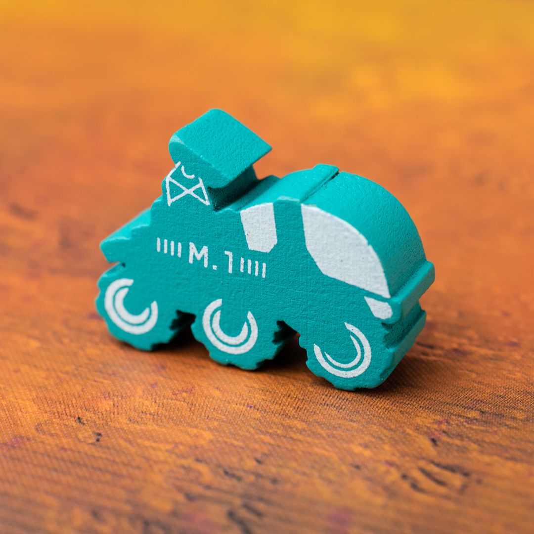 pandagm's tweet photo. Time to hunt down some crystals!  On Mars features many laser-cut wood pieces, like the rover, enhanced by double-sided silkscreening.
⁣
—————⁣
#boardgame #bgg #tabletopgames #boardgames #manufacturing #tabletop #onmars #gamecomponents #gamephotography https://t.co/qKN1T3SZ6g