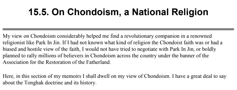 also Comrade Kim Il Sung literally wrote an entire section of his book on Chondoism (a traditional Korean folk religion) and its influences on him :)
