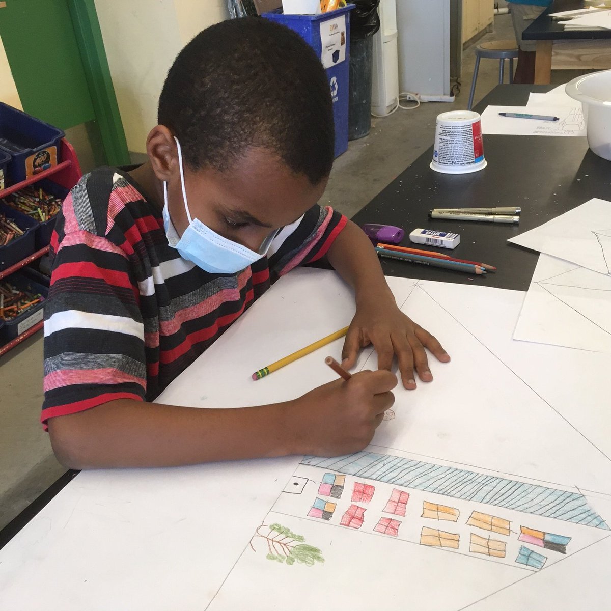 DAVArts's tweet image. Students enjoyed being in the Open Studio 2-D class this week. We are so excited to see the finished projects! #DAVArts #StayingSafe #GladtobeBack #SummerLearning