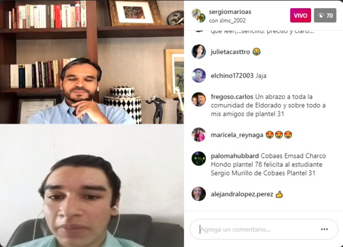 CobaesEmsad78's tweet photo. Plantel 78 Charco Hondo asistió a la plática amena sostenida entre @sergiomarioas y Sergio Loreto Murillo, Plantel 31 El Dorado, ganador del Concurso de Expresión Literaria Poemas y Cuentos Expresarte.
Felicitaciones de nuestra parte!
#ExpresaT
@CobaesSinaloa @EMSADSinaloa https://t.co/d9GqcHBEYY