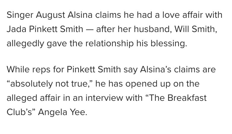 this also goes to show you how these “reps” will lie like shit. jada’s rep said the story was “absolutely not true”...meanwhile...