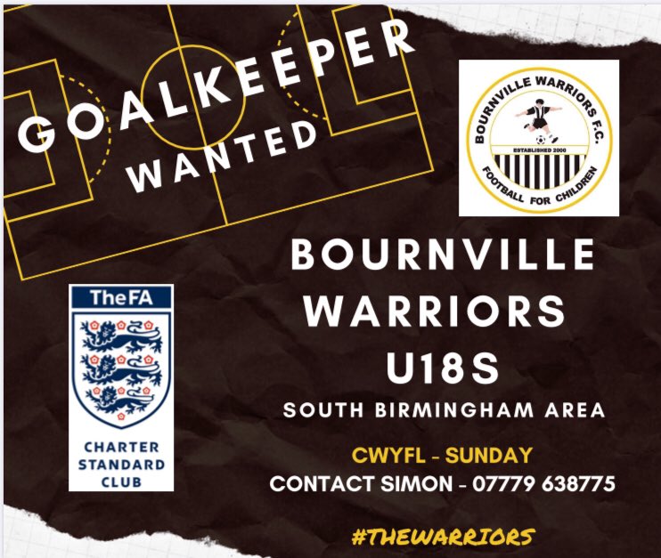 U18 GOALKEEPER WANTED #TheWarriors <a href="/wrighty718/">Simon Wright</a>
