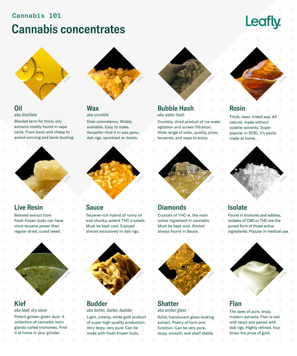 HAPPY OIL DAY! 🍯 🍯  
SAVE THIS 📌📌 SHARE THIS ↗️ ↗️ 
Celebrate 710 with this at-a-glance guide to the most common cannabis concentrates: bit.ly/2BsqAyB
#12DaysofDabs