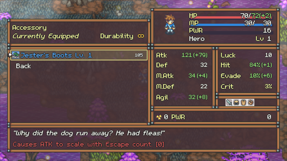 DawdlingDogltd's tweet photo. Time for another #teaserFriday! This week, I thought we'd show off an upcoming piece of equipment to #EphemeralTale. Is there any cool effects you'd like to see in the game? Hit me up, maybe I'll put it in!
#indiegame #indiedev #gamedev #retrogames #retrogaming #pixelart https://t.co/pNzOjDswo7