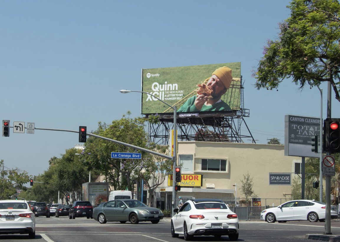 QuinnXCII's tweet photo. Los Angeles I know it will be hard to keep your eyes on the road when you see this beautiful enlarged photo but please drive carefully. Thank you @Spotify for always supporting my vision and music! https://t.co/bTvVyuKMrg