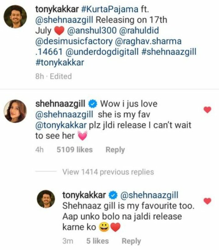 Kumar_Umesh12's tweet photo. @ishehnaaz_gill & @TonyKakkar 🤘
😂🤣🤣 my favourite too 😘 #KurtaPajmaFirstLook https://t.co/IJ4f0hfU2a