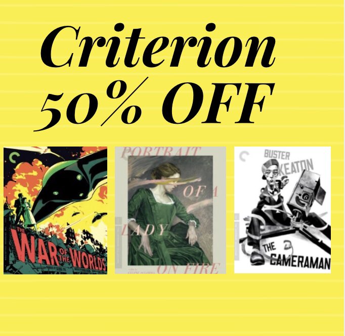 BNStCloud's tweet photo. 50% Off The Criterion Collection!!

For a limited time, get 50% off select @criterioncollection Blu-rays &amp; DVDs online and in stores now, through 8/2!

#criterion #criterioncollection #criterionsale #bnstcloud #wevegotyoucovered https://t.co/DWI6WNooKk