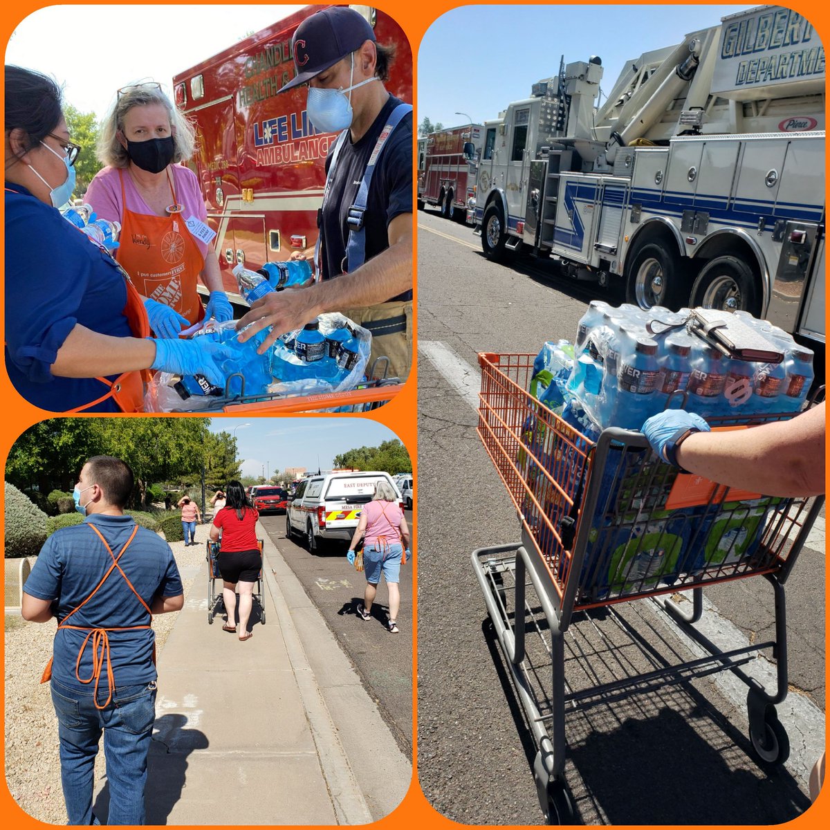 The complex near us was evacuated leaving many stranded in the 109 degree heat. We made sure they knew the orange aprons next door were here to support them! Thank you Susan, Wendy, Scott, and Ray for helping. Solid team effort!👊🏾 <a href="/zeeepee/">Zinnia Padilla</a> <a href="/D66Celest/">Sheldon Celestine 🇹🇹🇺🇸</a> #onecommunity #trendingorange