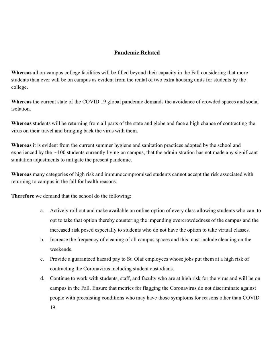 SGAStOlaf's tweet photo. Our Demands. https://t.co/F6rq22im1x