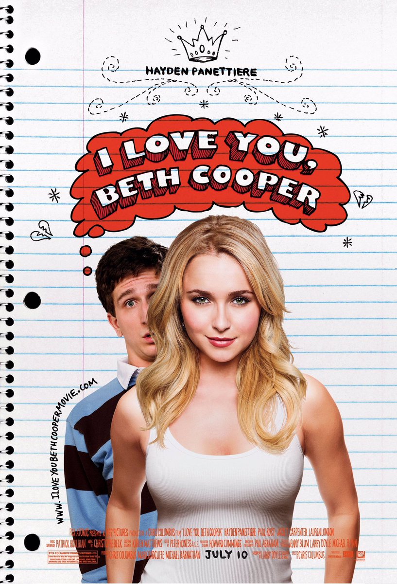 FilmNewsNos's tweet photo. 🎬MOVIE HISTORY: 11 years ago today, July 10, 2009, the movie ‘I Love You, Beth Cooper’ opened in theaters!
@paulrust #HaydenPanettiere #JackTCarpenter #LaurenLondon #LaurenStorm #ShawnRoberts #BrendanPenny @jaredkeeso #AlanRuck @CynStevenson #PatFinn #AndreaSavage #SammLevine https://t.co/tvl0TQG6lz