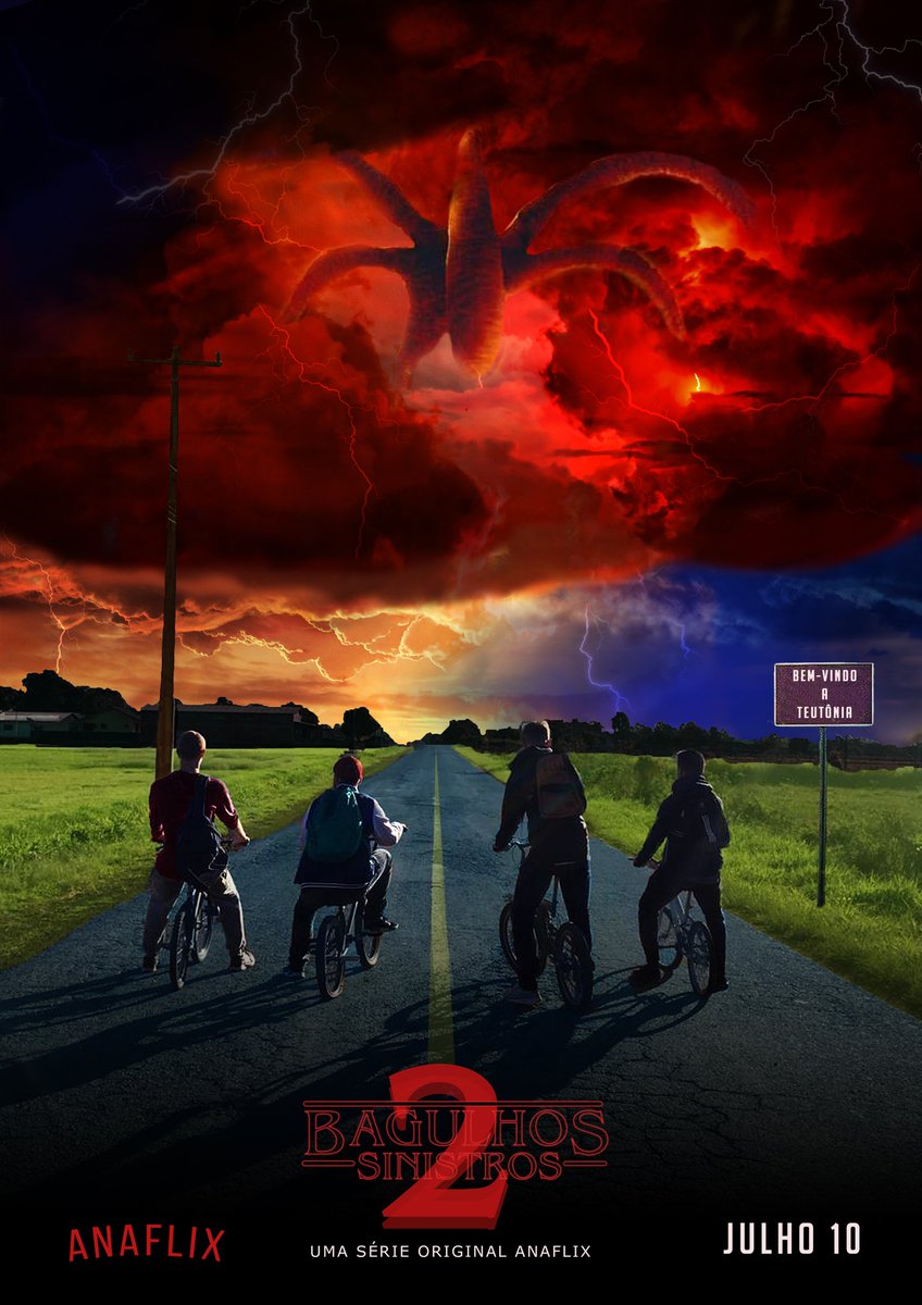 PotterheaddoD12's tweet photo. roi, @NetflixBrasil né? 

eu fiz um cartaz inspirado na icônica série stranger things, para a nota final da disciplina 

deu um certo trabalhinho e tô muito feliz com o resultado, queria compartilhar com a senhora   

minha arte | cartaz referência https://t.co/1URuEqimsM