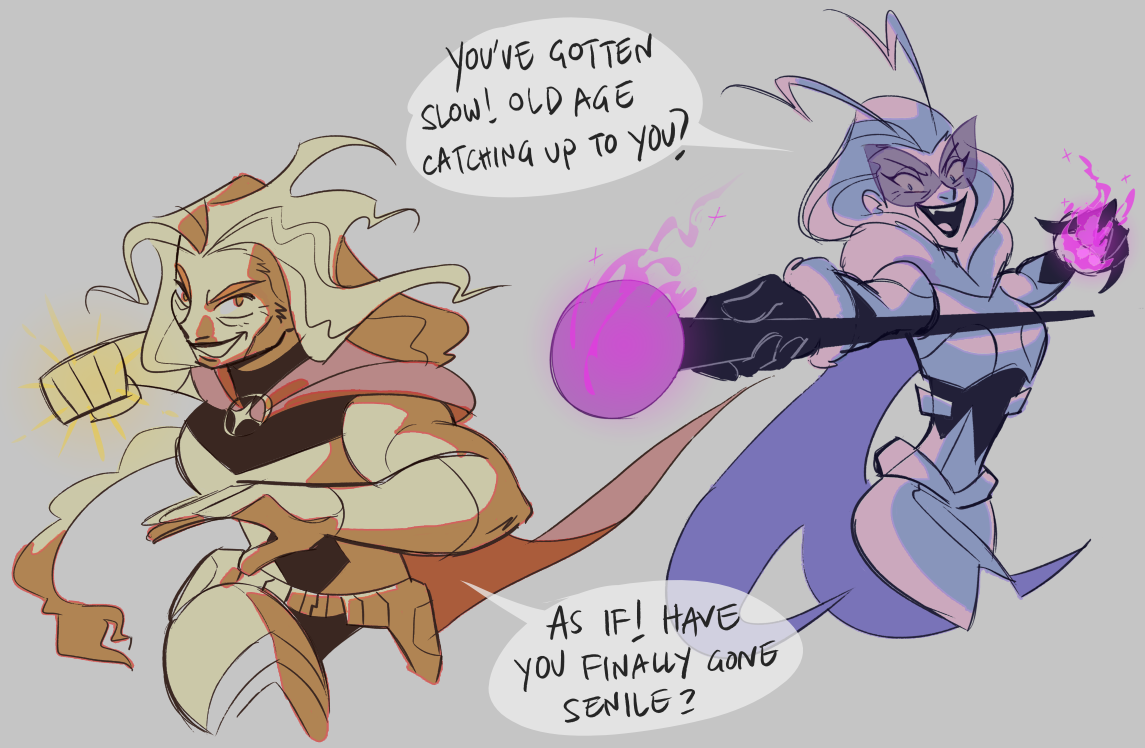 older hero and villain refuse to retire out of spite for their arch nemesis 