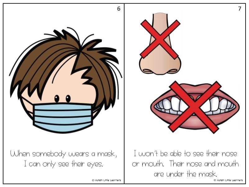 A social story for children on the autism spectrum who may be struggling with change as they start to see people wearing masks.Credit to Autism Little Learners.(Thread)