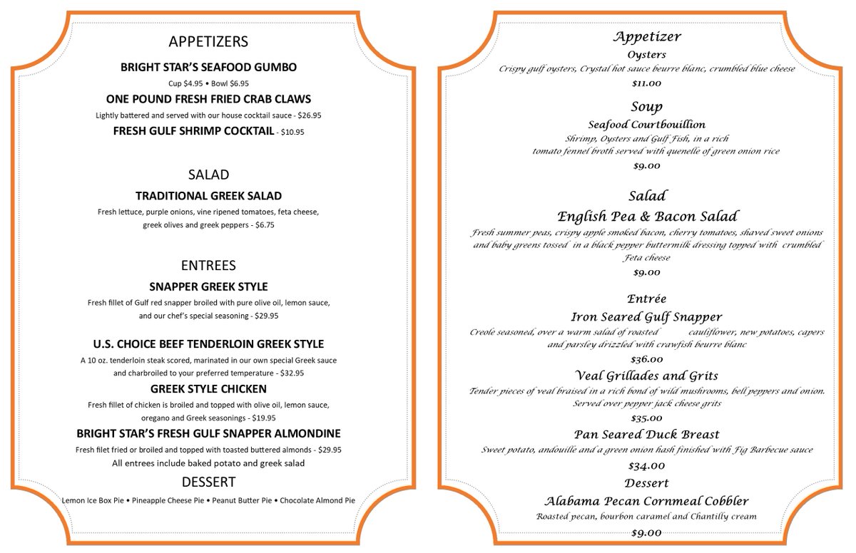 BrightStar1907's tweet photo. Chef Tom Robey from Tujaques in New Orleans will be here for 3 days only  July 30,31 August 1 https://t.co/ZD3EHdZnFo