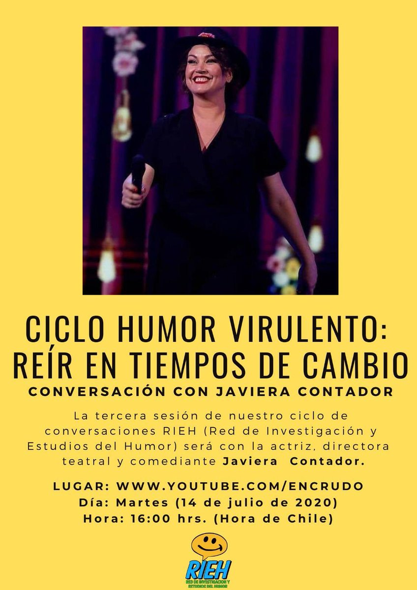 La próxima semana concluimos con el ciclo #humorvirulento junto a <a href="/javimishow/">Javiera Contador</a> nos vemos el próximo martes a las 16:00 hrs por youtube.com/encrudo