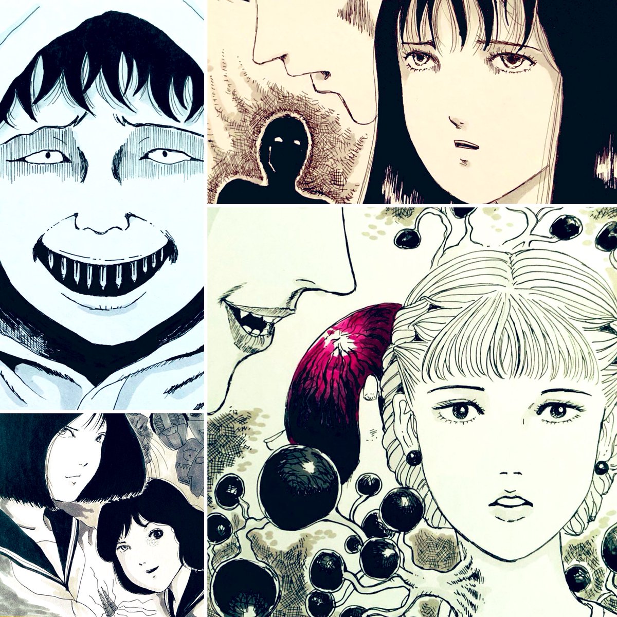Momomi 今まで 模写した 伊藤潤二先生の絵を 少しまとめてみました Junjiitofficial 伊藤潤二 Junjiito 線引者 絵師道 イラスト Tomie 双一 血玉樹