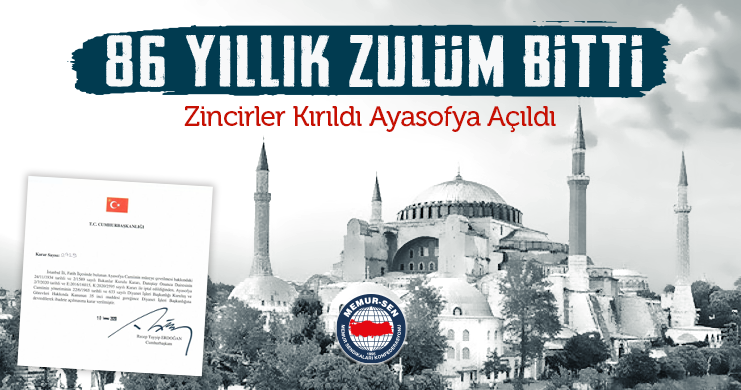 Müjdeler olsun...

86 Yıllık Zulüm Bitti, Ayasofya’nın Cami Olduğu Hukuken Tescil ve Teyit Edildi

Millet camisine, camii ise milletine kavuşmuş, mağdurluk ve mahzunluk sona ermiştir.

#AyasofyaCamii

enerjibirsen.org.tr/haber/2286/