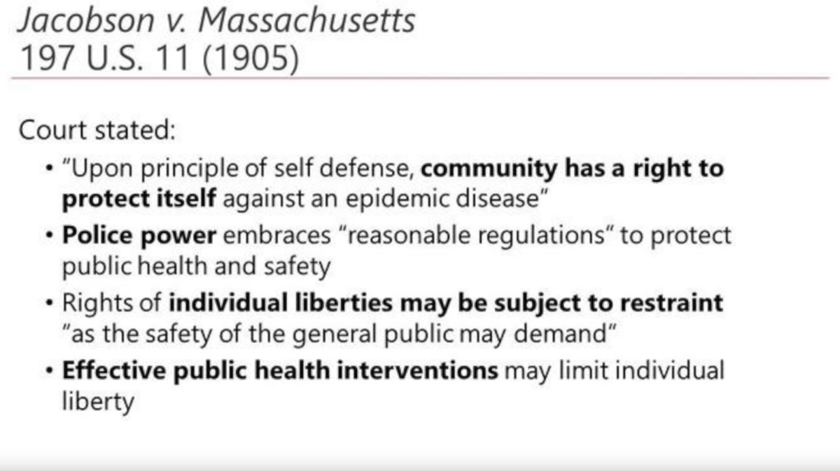 AmyMorgan_'s tweet image. Whether you are an anti-masker or not, you do not have a right to go out mask free during a pandemic or epidemic. SCOTUS has ruled on this. Jacobson v Massachusetts, 1905. In matters of public health, the state can say you must take precautions.