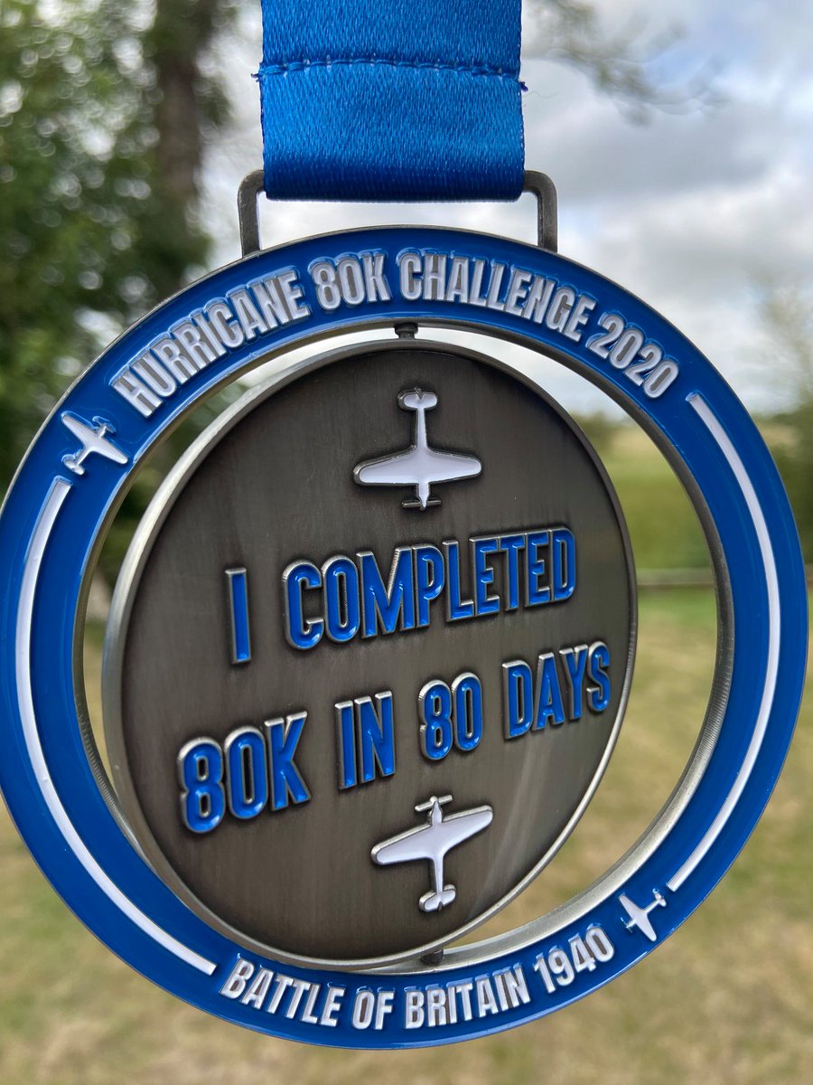 RAFMUSEUM's tweet image. Well done to everyone who has completed the #Hurricane80KChallenge! For those who have completed the challenge and already sent us their distance log, we have started to send out your medal (and t-shirt if ordered) so keep an eye out for it flying through your letter box! ✈️🏅