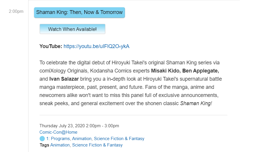 Shaman King to Host Special Panel at Comic-Con at Home