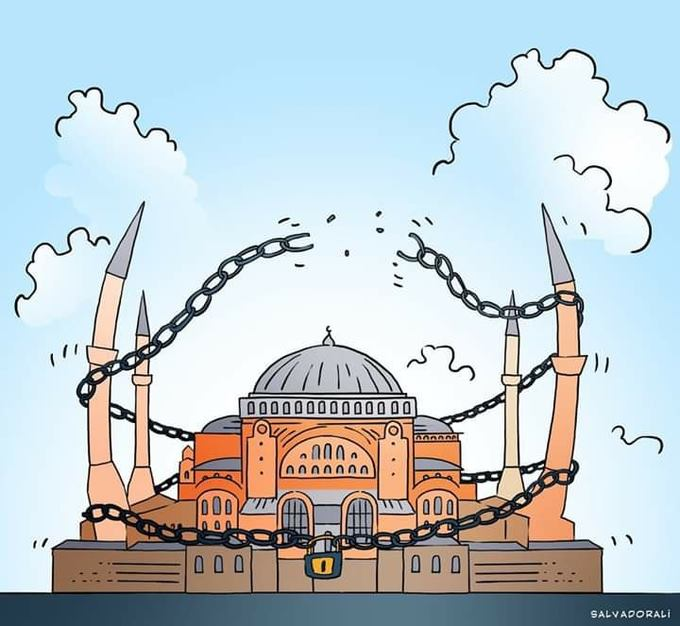 AnNajamUsSaqib's tweet photo. "#Turkey's president @rterdogan_ar #Erdogan has declared #Istanbul's #HagiaSophia/ #Ayasofya open to #Muslimworship after a top court ruled that the building's conversion to a #museum by #modernTurkey's founding statesman was illegal. https://t.co/BjfIwOpraN