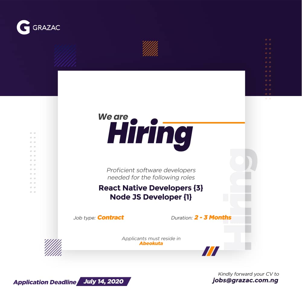 B O L U W A T I F E Wip We Are Looking Out For 3 Proficient Mobile Developers React Native To Join Our Team Kindly Forward Your