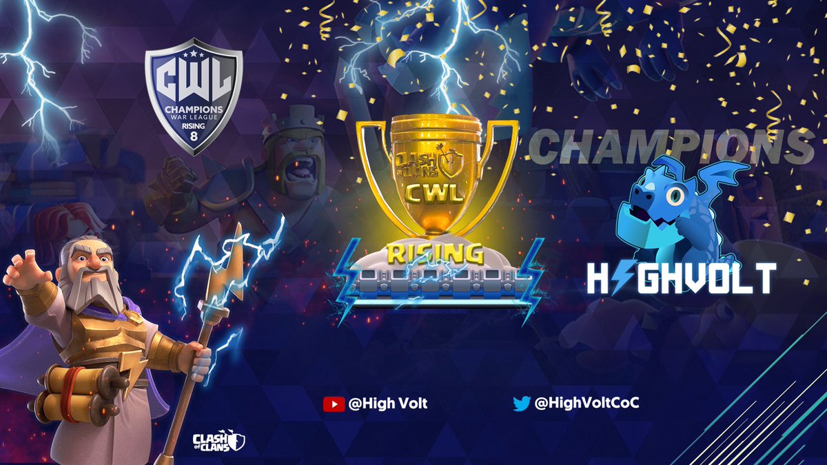Here’s a recap of our playoffs wars over in <a href="/HighVoltCoC/">HighVolt</a> youtu.be/WDlbCr9Gr-c

Shoutout to every clan we faced, and thanks to everyone who supported us

Special thanks to <a href="/Serious_joker09/">Serious Joker</a> for the poster, waiting for an offical one from <a href="/champwarleague/">Champions War League</a> 🌚