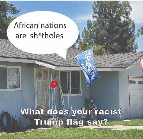 earthvsracism's tweet photo. People keep saying Trump flags aren't racist, but when we attribute his words to them...they sound pretty racist to me

#trumpflags #trumpisaracist #racistTrump #beantiracist #racistflags https://t.co/e6fvlU5GSv