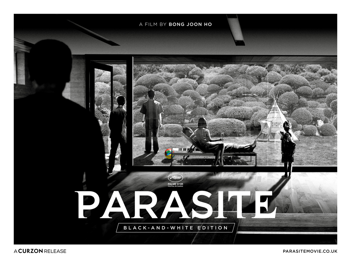 neonrated's tweet photo. .@ArtificialEye's inverted art for  Bong Joon Ho's PARASITE Black And White Edition is glorious. To quote Geun Se, "respect." https://t.co/9HuaSPMv14