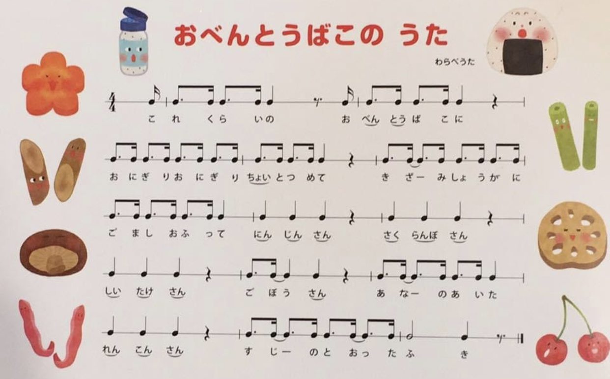 ピアノ弾きのとよぴ🎹 在 Twitter 上："おべんとうばこのうた。 これっくらーいのっ！ と歌ってるけど、 実は3連符じゃなかった。  これっっくらぁーーいのっ！ ぐらいが正解。 なんと日本人に 優しくないリズムだこと。 ちょいっとつーぅめてっ！ は、わりと正解 ...