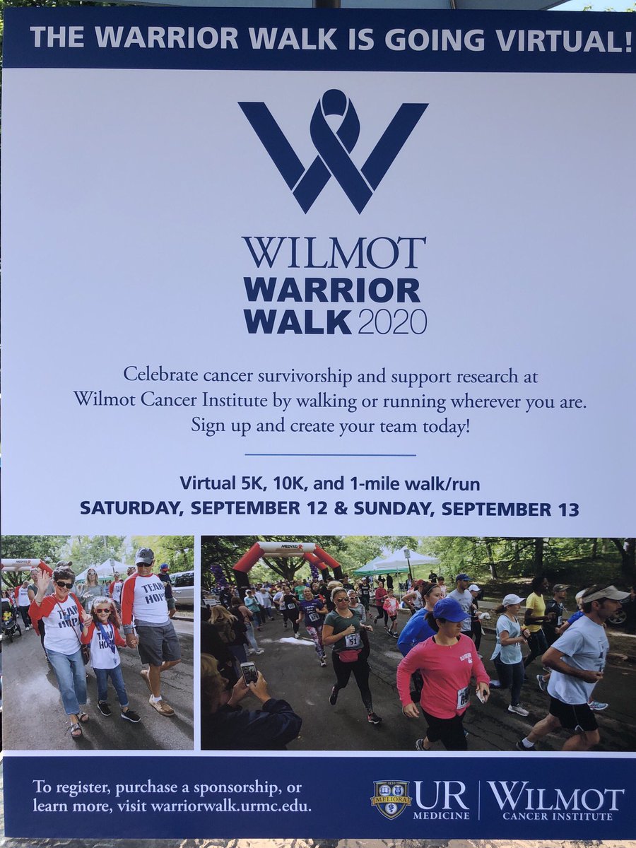 Cancer hasn’t stopped due to the pandemic-let’s support Wilmot Cancer Institute, survivorship, and cancer research!  #wilmotwarrior
