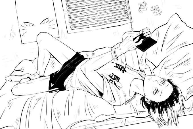 also posting just the lineart cause I actually prefer it I thinkk? #kenmakozume #haikyuu #haikyuufanart 