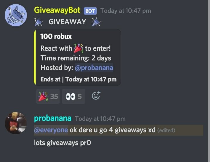 24bantaplayz On Twitter 2 50 Robuxs And 1 100 Robux Giveaways In My Discord Server And I Do Plenty More Giveaways Heres Screenshots Of Proof So Ye Join My Discord Server For - discord robux giveaway