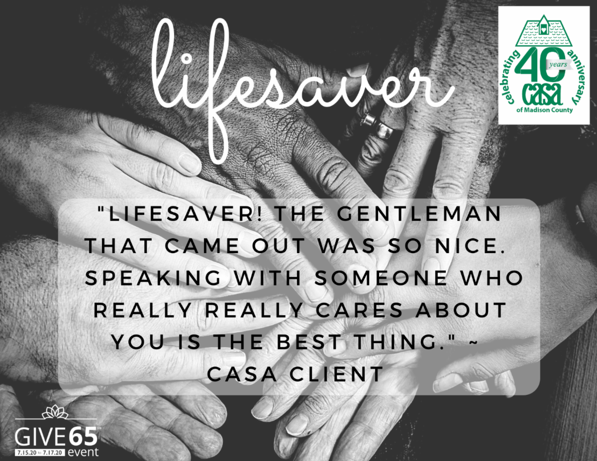 EnableMadisonCo's tweet photo. Please consider telling your friends about CASA and how they can give a minimum gift of $10 beginning on July 13th to help our seniors in Madison County.  You can be a lifesaver too! More information: https://t.co/TwCbYP7d5s #carininginaction #supportcasamc https://t.co/aNoHJMD3ut