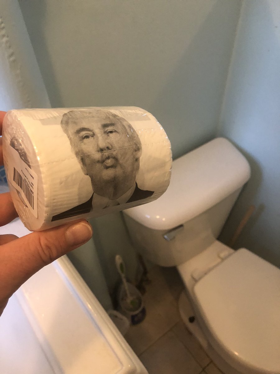 ryforry's tweet photo. A truly shitty president @realDonaldTrump requires new bathroom supplies #makeamericashitagain https://t.co/litLENcvsZ