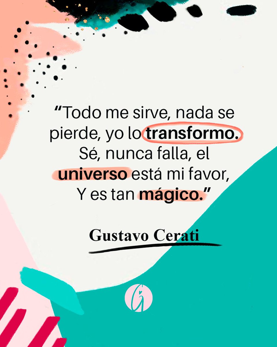 Hoy quería regalarles este pedacito de una de mis canciones favoritas de <a href="/cerati/">Gustavo Cerati</a> 

Con el tiempo me he dado cuenta que a veces nos olvidamos que el recorrido es más importante que llegar a la meta ✨. ⁣⁣⁣⁣

¡𝐍𝐮𝐧𝐜𝐚 𝐝𝐞𝐣𝐞𝐧 𝐝𝐞 𝐢𝐧𝐭𝐞𝐧𝐭𝐚𝐫𝐥𝐨! 💖