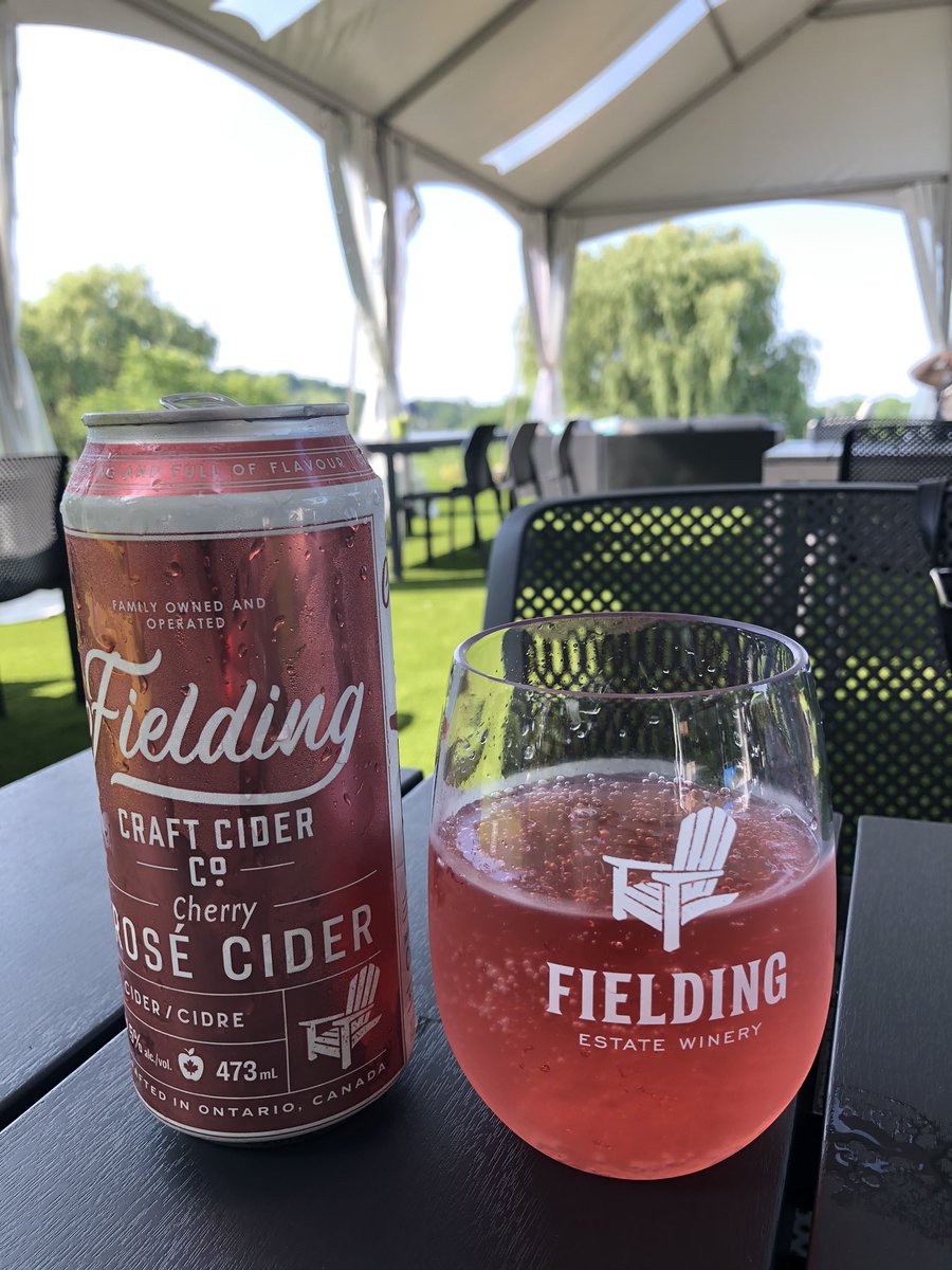 Cherry Rose Cider is my new favourite patio beverage. <a href="/FieldingWinery/">Curtis Fielding</a> has erected a gorgeous patio to sip some local wine and enjoy views of “the bench” Cheers! 🍷