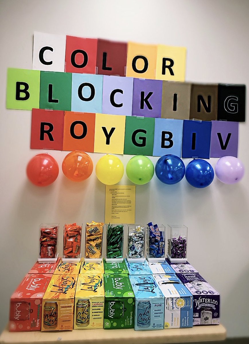 DouglassXavior's tweet photo. Color Blocking Day In The Break Room! The Specialty Team got to celebrate there wins for June ! We focused on Color blocking and Getting that R🟥O🟧Y🟨G🟩B🟦I🟪V !!! Great work Team !!  #GoSoPo #t1338  #target  #worksomewhereyoulove https://t.co/tJVXKX5oQB