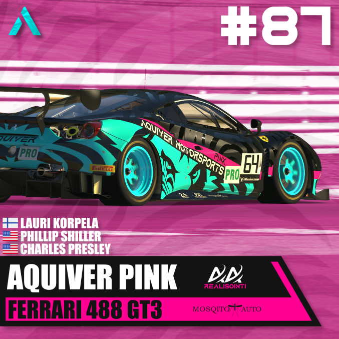 Trumpetmaster20's tweet photo. So hyped for tomorrow's 24hrs of spa feel free to tune in to my stream at anytime tomorrow around 1pm gmt to sunday 1pm gmt to watch the action: https://t.co/BJnPDNxHsd!!! it's gonna be a good one
--
Aquiver Pink 🏁🏎️
--
#iracing #spa24 #ferarri488 #Aquiver #AquiverMotorsport https://t.co/HNgV0DEEjg