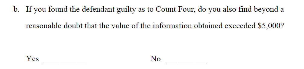 AUSA Michelle Kane says it depends on what their answer is on the subpart: