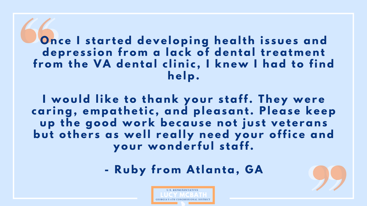 Ruby from Atlanta contacted our office to request assistance with the Atlanta VA Dental Clinic.  #GA06
