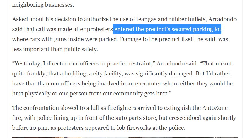 Protesters surrounded the local police precinct on the second day. A neighboring business, an Autozone, had already been set on fire and burned to the ground. The governor called in the national guard. Police guarded Chauvin the murderer's home from a huge, rapidly growing crowd.