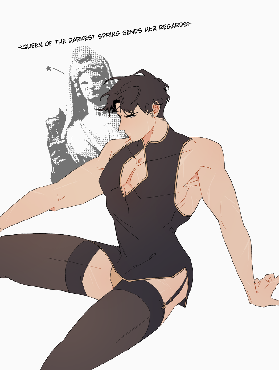 some friends and i made a pact to draw yjh in a chinese dress and garter  belt and draw it by friday ^_^