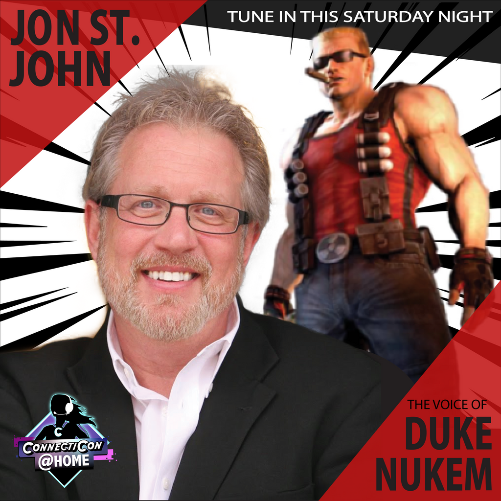 ConnectiCon's tweet photo. #HAILTOTHEKING 👑 Special guest #JonStJohn @jsjisduke AKA the voice of #DUKENUKEM will join our #CTCON@HOME stream this Saturday night! Just be sure to bring some extra bubble gum... You don't want to know what will happen when he is all out! 😲🍬 https://t.co/MzPgEPVsqK https://t.co/taKSHLEQyI