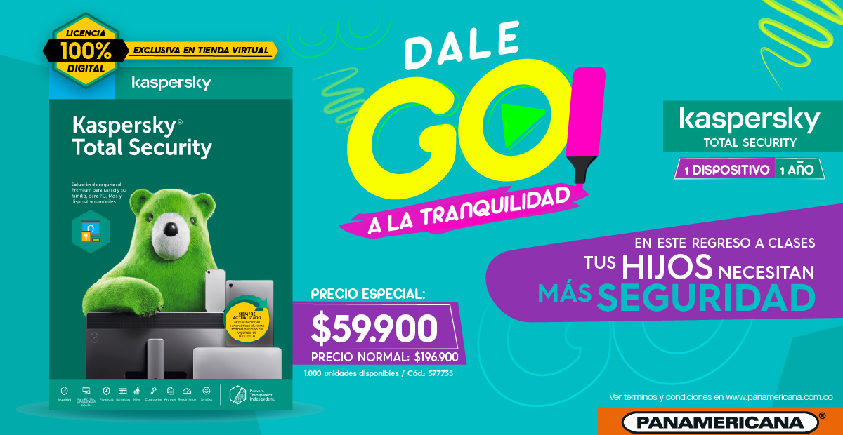 PanamericanaLib's tweet photo. En este regreso a clases, tus hijos necesitan más seguridad. #Kaspersky, diseñado para explorar, aprender y proteger a tus hijos en línea. #DaleGo a la tranquilidad.
Conócelo aquí: https://t.co/qZAD7a3AOT https://t.co/TaGYZlAz5w